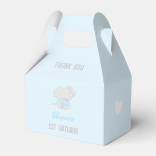 Elephant 1st Birthday Blue Favor Box Bedankdoosjes