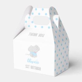 Elephant 1st Birthday Blue Favor Box Bedankdoosjes