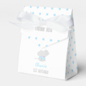 Elephant 1st Birthday Blue Favor Box Bedankdoosjes (Voorkant Zijde)