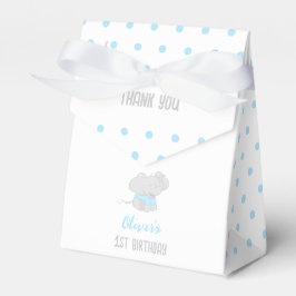 Elephant 1st Birthday Blue Favor Box Bedankdoosjes