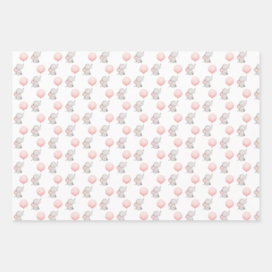 Elephant 1st Birthday Wrapping Paper Sheets (Voorkant 3)