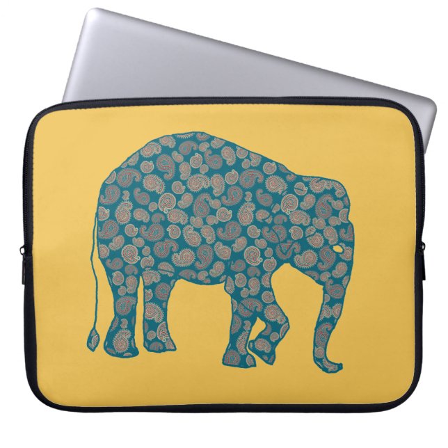 Elephant, aangepaste gele laptophoes laptop sleeve (Voorkant)