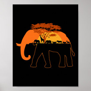 Elephant Africa Dieren Bomen Dag van de Aarde Poster