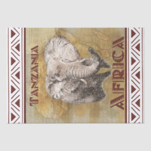 Elephant Africa Travel Poster Tissuepapier