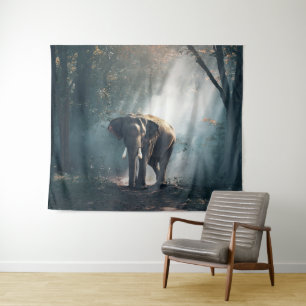 Elephant African Safari Forest Tapestry Wandkleed