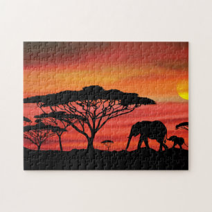 Elephant African Sunset Legpuzzel