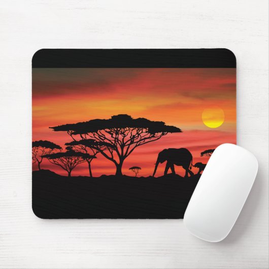 Elephant African Sunset Muismat (Met muis)