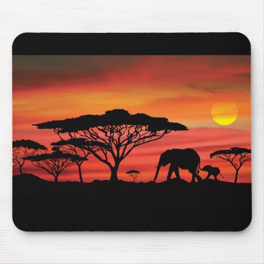 Elephant African Sunset Muismat (Voorkant)