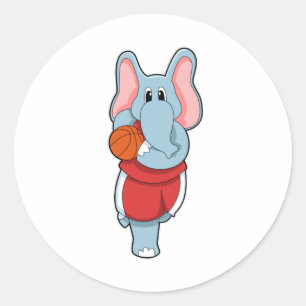 Elephant als Basketball player met Basketball Ronde Sticker