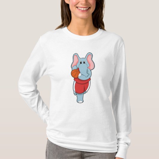 Elephant als Basketball player met Basketball T-shirt (Voorkant)