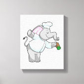 Elephant als Chef met zoutschudder Canvas Afdruk (Voorkant)