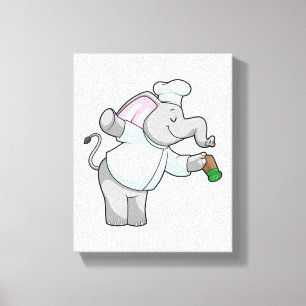Elephant als Chef met zoutschudder Canvas Afdruk