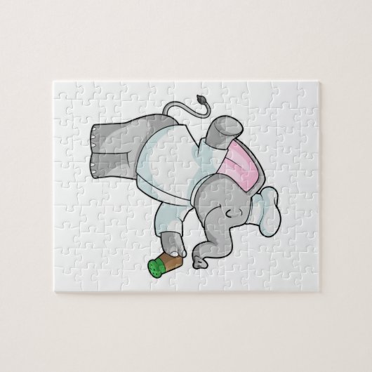 Elephant als Chef met zoutschudder Legpuzzel (Horizontaal)