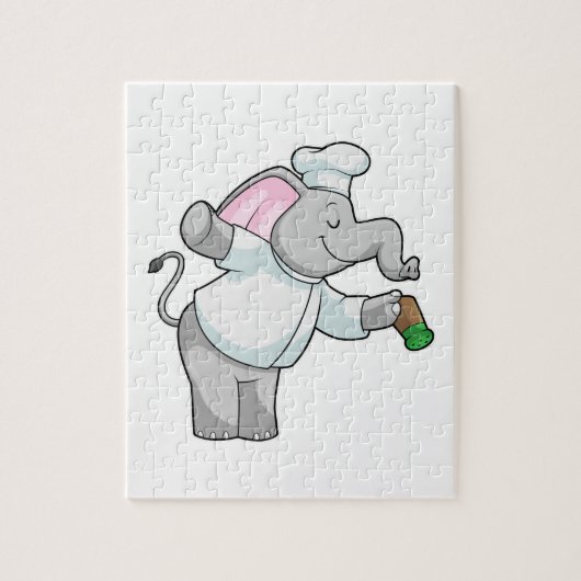 Elephant als Chef met zoutschudder Legpuzzel (Verticaal)