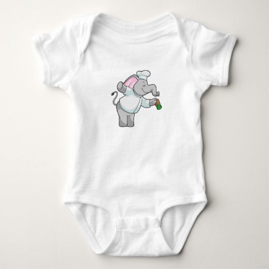 Elephant als Chef met zoutschudder Romper (Voorkant)