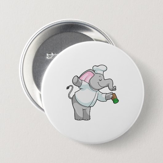 Elephant als Chef met zoutschudder Ronde Button 7,6 Cm (Voorkant /achterkant)