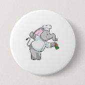 Elephant als Chef met zoutschudder Ronde Button 7,6 Cm (Voorkant)