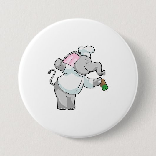Elephant als Chef met zoutschudder Ronde Button 7,6 Cm (Voorkant)