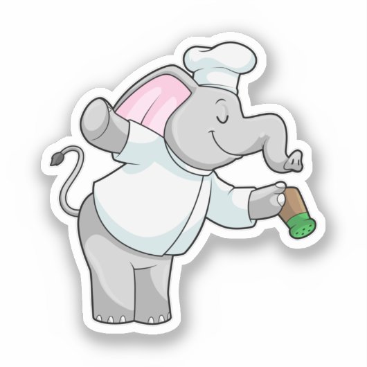 Elephant als Chef met zoutschudder Sticker (Voorkant)