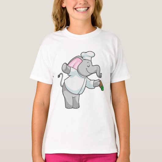 Elephant als Chef met zoutschudder T-shirt (Voorkant)