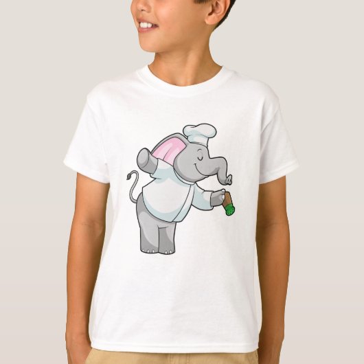 Elephant als Chef met zoutschudder T-shirt (Voorkant)