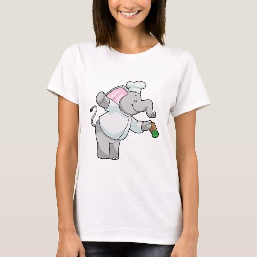 Elephant als Chef met zoutschudder T-shirt (Voorkant)