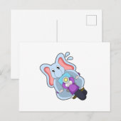 Elephant als fietser met motorfiets.PNG Briefkaart (Voorkant / Achterkant)