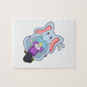 Elephant als fietser met motorfiets.PNG Legpuzzel (Horizontaal)
