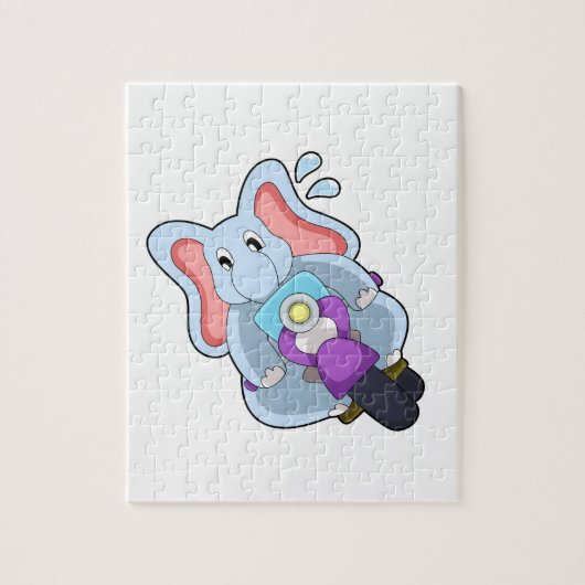 Elephant als fietser met motorfiets.PNG Legpuzzel (Verticaal)