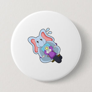 Elephant als fietser met motorfiets.PNG Ronde Button 7,6 Cm