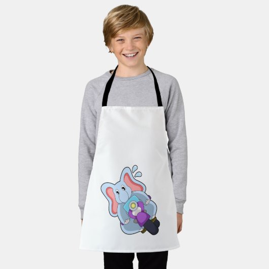 Elephant als fietser met motorfiets.PNG Schort (Gedragen)