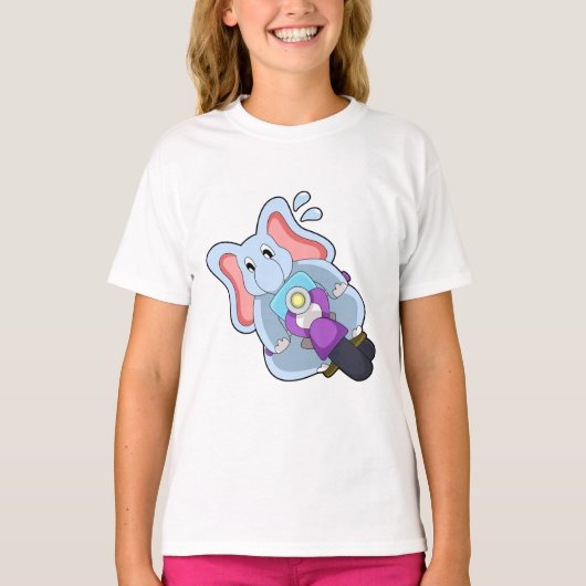 Elephant als fietser met motorfiets.PNG T-shirt (Voorkant)