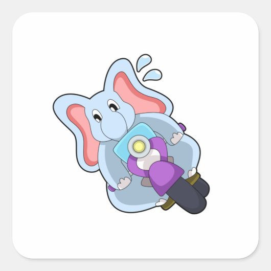 Elephant als fietser met motorfiets.PNG Vierkante Sticker (Voorkant)