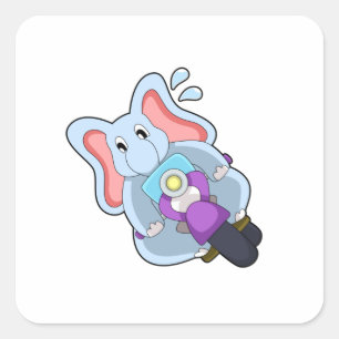 Elephant als fietser met motorfiets.PNG Vierkante Sticker