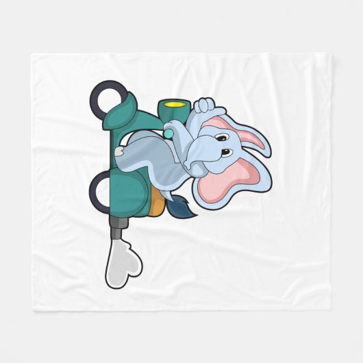 Elephant als fietser met scooter fleece deken (Voorkant (Horizontaal))