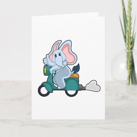 Elephant als fietser met scooter kaart (Voorkant)