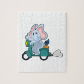 Elephant als fietser met scooter legpuzzel (Verticaal)