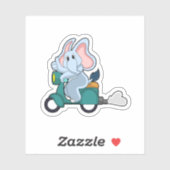 Elephant als fietser met scooter sticker (Vel)