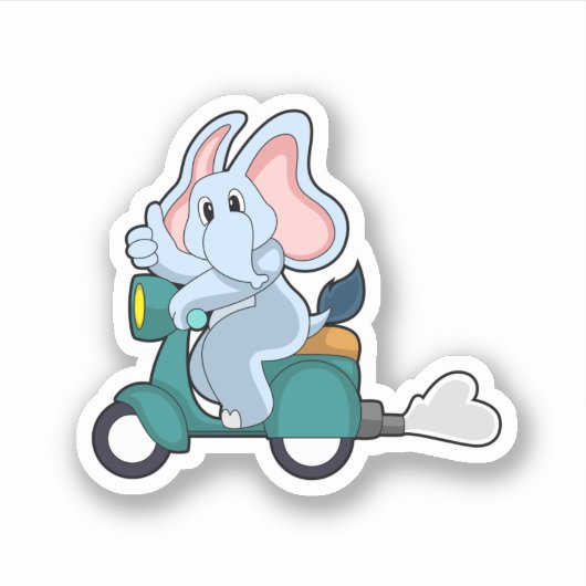 Elephant als fietser met scooter sticker (Voorkant)