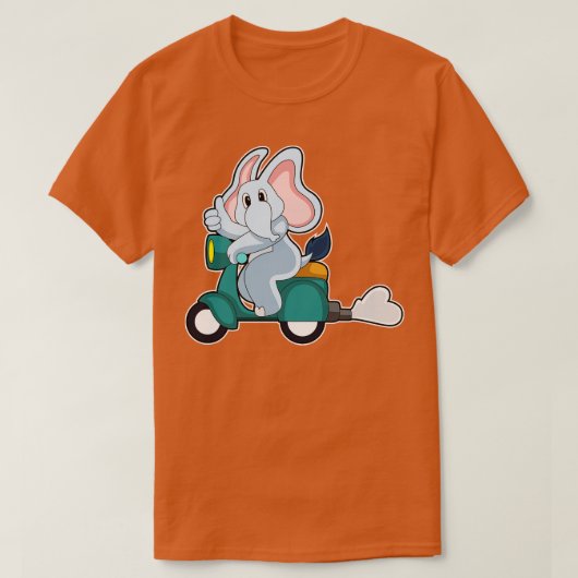 Elephant als fietser met scooter t-shirt (Design voorkant)