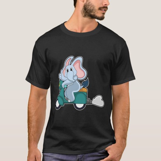 Elephant als fietser met scooter t-shirt (Voorkant)