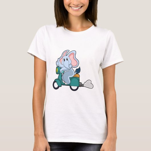 Elephant als fietser met scooter t-shirt (Voorkant)
