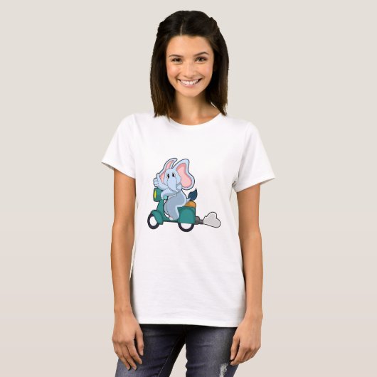 Elephant als fietser met scooter t-shirt (Voorkant volledig)
