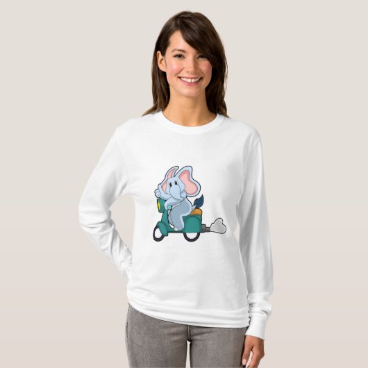 Elephant als fietser met scooter t-shirt (Voorkant volledig)