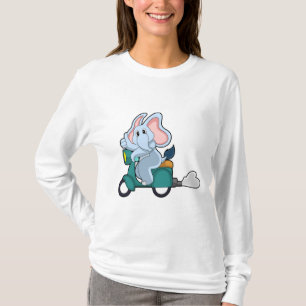 Elephant als fietser met scooter t-shirt