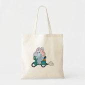 Elephant als fietser met scooter tote bag (Voorkant)
