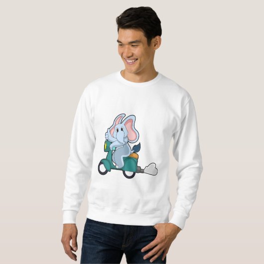 Elephant als fietser met scooter trui (Voorkant volledig)