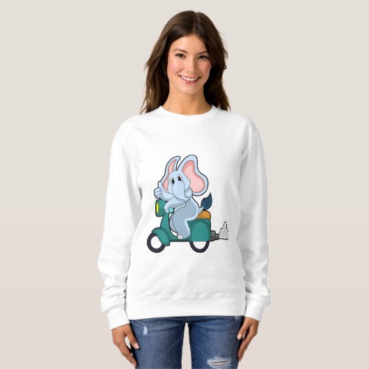 Elephant als fietser met scooter trui (Voorkant volledig)