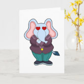 Elephant als Groom met Suit.PNG Kaart (Gele Bloem)