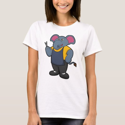 Elephant als Hairdresser met schaar T-shirt (Voorkant)